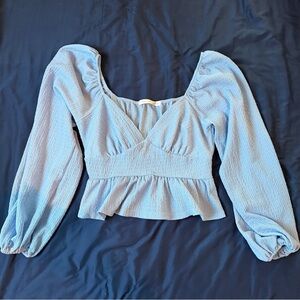 Altar'd State Light Blue Puff Sleeve Blouse
